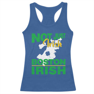 Funny Boston Irish Racerback Tank Top Not Just Irish Boston Irish Shamrock TS11 Royal Blue Print Your Wear