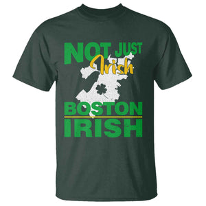 Funny Boston Irish T Shirt Not Just Irish Boston Irish Shamrock TS11 Dark Forest Green Print Your Wear