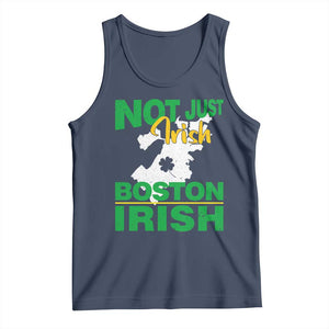 Funny Boston Irish Tank Top Not Just Irish Boston Irish Shamrock TS11 Navy Print Your Wear