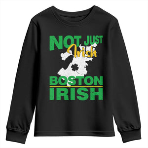 Funny Boston Irish Youth Sweatshirt Not Just Irish Boston Irish Shamrock TS11 Black Print Your Wear