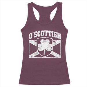 Irish-Scots Irish Scottish Racerback Tank Top O'Scottish Vintage Shamrock TS11 Maroon Print Your Wear