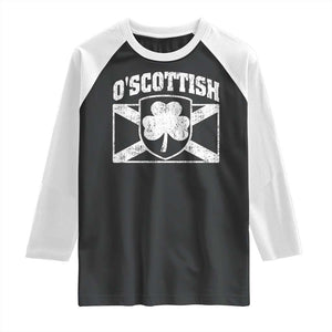Irish-Scots Irish Scottish Raglan Shirt O'Scottish Vintage Shamrock TS11 Black White Print Your Wear