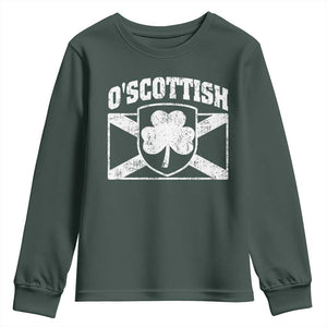 Irish-Scots Irish Scottish Youth Sweatshirt O'Scottish Vintage Shamrock TS11 Dark Forest Green Print Your Wear