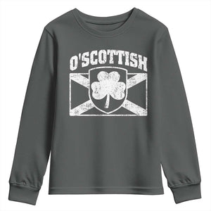 Irish-Scots Irish Scottish Youth Sweatshirt O'Scottish Vintage Shamrock TS11 Dark Heather Print Your Wear