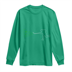 Funny St Patrick's Day Ice Hockey Shamrock Long Sleeve Shirt TS11 Irish Green Print Your Wear