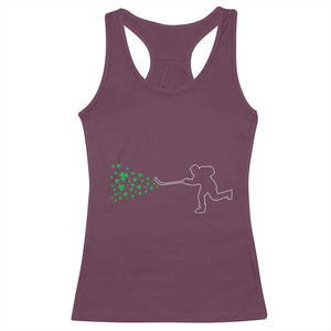 Funny St Patrick's Day Ice Hockey Shamrock Racerback Tank Top TS11 Maroon Print Your Wear