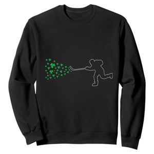 Funny St Patrick's Day Ice Hockey Shamrock Sweatshirt TS11 Black Print Your Wear