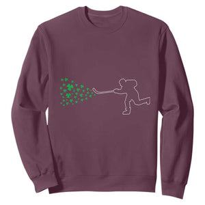 Funny St Patrick's Day Ice Hockey Shamrock Sweatshirt TS11 Maroon Print Your Wear