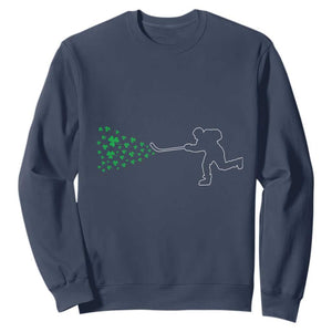 Funny St Patrick's Day Ice Hockey Shamrock Sweatshirt TS11 Navy Print Your Wear