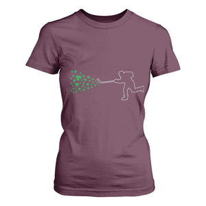 Funny St Patrick's Day Ice Hockey Shamrock T Shirt For Women TS11 Maroon Print Your Wear