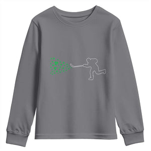 Funny St Patrick's Day Ice Hockey Shamrock Youth Sweatshirt TS11 Charcoal Print Your Wear