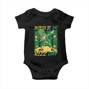 Funny Skibidi St Pat Rizz Day Baby Onesie Dabbing Leprechaun Shamrock Coin TS11 Black Print Your Wear