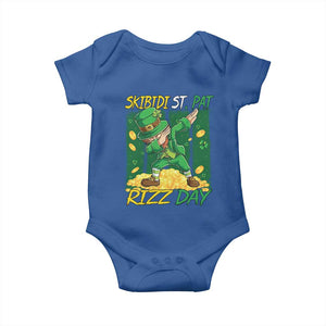 Funny Skibidi St Pat Rizz Day Baby Onesie Dabbing Leprechaun Shamrock Coin TS11 Royal Blue Print Your Wear
