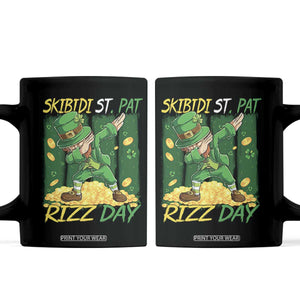 Funny Skibidi St Pat Rizz Day Coffee Mug Dabbing Leprechaun Shamrock Coin TS11 Black Print Your Wear