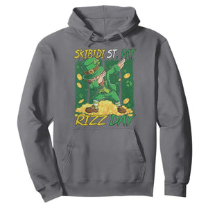 Funny Skibidi St Pat Rizz Day Hoodie Dabbing Leprechaun Shamrock Coin TS11 Charcoal Print Your Wear