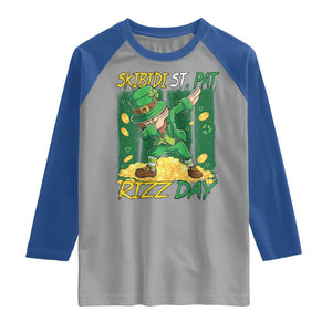 Funny Skibidi St Pat Rizz Day Raglan Shirt Dabbing Leprechaun Shamrock Coin TS11 Sport Gray Royal Print Your Wear