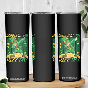 Funny Skibidi St Pat Rizz Day Skinny Tumbler Dabbing Leprechaun Shamrock Coin TS11 Print Your Wear