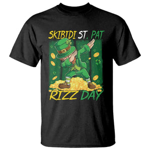 Funny Skibidi St Pat Rizz Day T Shirt Dabbing Leprechaun Shamrock Coin TS11 Black Print Your Wear