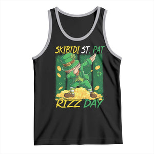 Funny Skibidi St Pat Rizz Day Tank Top Dabbing Leprechaun Shamrock Coin TS11 Black Athletic Heather Print Your Wear