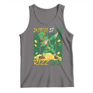 Funny Skibidi St Pat Rizz Day Tank Top Dabbing Leprechaun Shamrock Coin TS11 Deep Heather Print Your Wear