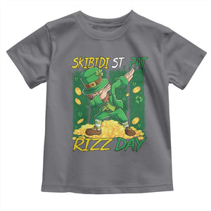 Funny Skibidi St Pat Rizz Day Toddler T Shirt Dabbing Leprechaun Shamrock Coin TS11 Charcoal Print Your Wear