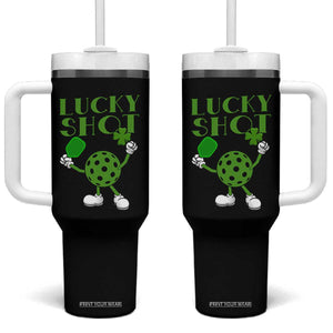 Funny St Patrick's Day Pickleball Lucky Shot Tumbler With Handle TS11 One Size: 40 oz Black Print Your Wear