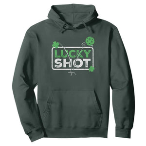 Funny St Patrick's Day Pickleball Hoodie Lucky Shot Shamrock TS11 Dark Forest Green Print Your Wear