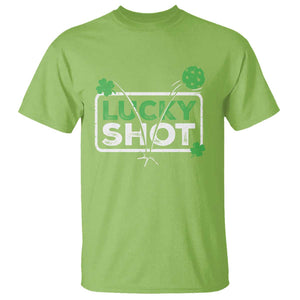 Funny St Patricks Day Pickleball T Shirt - Lucky Shot Shamrock Holiday Humor Tee TS11 Lime Print Your Wear