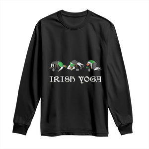Funny St Patricks Day Beer Drinking Long Sleeve Shirt Irish Yoga Leprechaun Beer Mug TS11 Black Print Your Wear