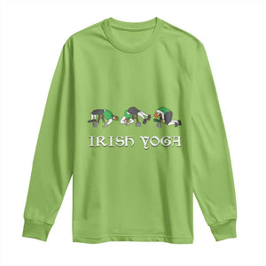 Funny St Patricks Day Beer Drinking Long Sleeve Shirt Irish Yoga Leprechaun Beer Mug TS11 Lime Print Your Wear