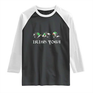 Funny St Patricks Day Beer Drinking Raglan Shirt Irish Yoga Leprechaun Beer Mug TS11 Black White Print Your Wear