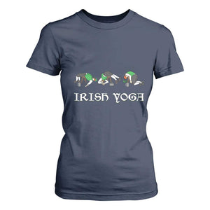 Funny St Patricks Day Beer Drinking T Shirt For Women Irish Yoga Leprechaun Beer Mug TS11 Navy Print Your Wear