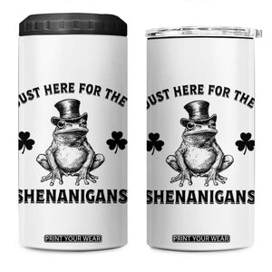 Funny St Patrick's Day Just Here For The Shenanigans 4 in 1 Can Cooler Tumbler Frog Shamrock TS11 One Size: 16 oz White Print Your Wear