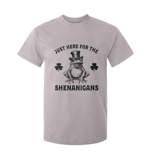 Funny St Patrick's Day Just Here For The Shenanigans T Shirt For Kid Frog Shamrock TS11 Ice Gray Print Your Wear