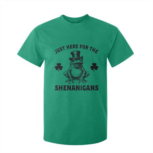 Funny St Patrick's Day Just Here For The Shenanigans T Shirt For Kid Frog Shamrock TS11 Irish Green Print Your Wear
