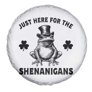 Funny St Patrick's Day Just Here For The Shenanigans Spare Tire Cover Frog Shamrock TS11 Print Your Wear