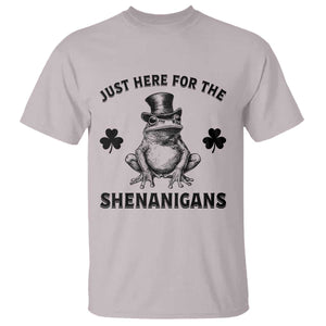 Funny St Patrick's Day Just Here For The Shenanigans T Shirt Frog Shamrock TS11 Ice Gray Print Your Wear