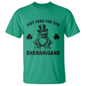 Funny St Patrick's Day Just Here For The Shenanigans T Shirt Frog Shamrock TS11 Irish Green Print Your Wear