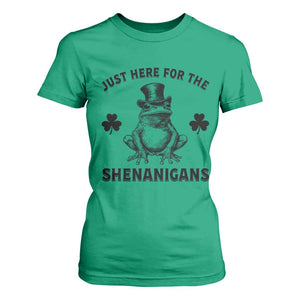 Funny St Patrick's Day Just Here For The Shenanigans T Shirt For Women Frog Shamrock TS11 Irish Green Print Your Wear