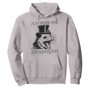Funny St Patrick's Day Opossum Hoodie Just Here For The Shenanigans Shamrock TS11 Ice Gray Print Your Wear