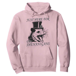 Funny St Patrick's Day Opossum Hoodie Just Here For The Shenanigans Shamrock TS11 Light Pink Print Your Wear