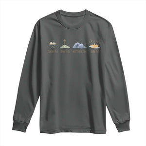 The Life Of Jesus Christ Religious Bible Verse Long Sleeve Shirt TS11 Dark Heather Print Your Wear