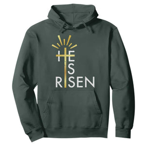 He Is Risen Hoodie Christian Easter Day Religious Bible Verse Cross TS11 Dark Forest Green Print Your Wear