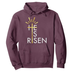 He Is Risen Hoodie Christian Easter Day Religious Bible Verse Cross TS11 Maroon Print Your Wear
