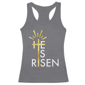 He Is Risen Racerback Tank Top Christian Easter Day Religious Bible Verse Cross TS11 Charcoal Print Your Wear