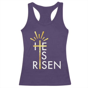 He Is Risen Racerback Tank Top Christian Easter Day Religious Bible Verse Cross TS11 Purple Print Your Wear
