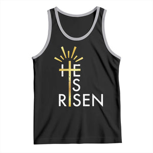 He Is Risen Tank Top Christian Easter Day Religious Bible Verse Cross TS11 Black Athletic Heather Print Your Wear