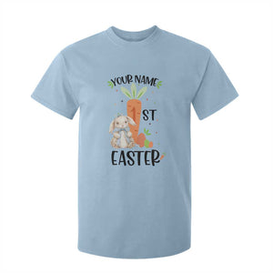 Personalized Easter Day T Shirt For Kid Custom Text 1st Easter Cute Bunny Carrot TS11 Light Blue Print Your Wear