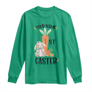 Personalized Easter Day Long Sleeve Shirt Custom Text 1st Easter Cute Bunny Carrot TS11 Irish Green Print Your Wear