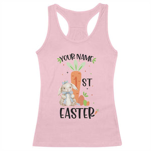 Personalized Easter Day Racerback Tank Top Custom Text 1st Easter Cute Bunny Carrot TS11 Light Pink Print Your Wear